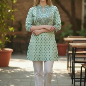 Cotton Tunic with Handwork on Yoke
