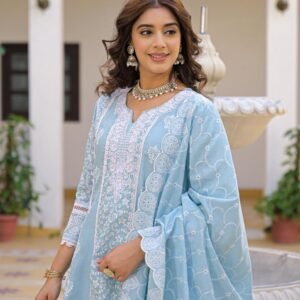 Chikankari Cotton 3PC Set with Embroidery