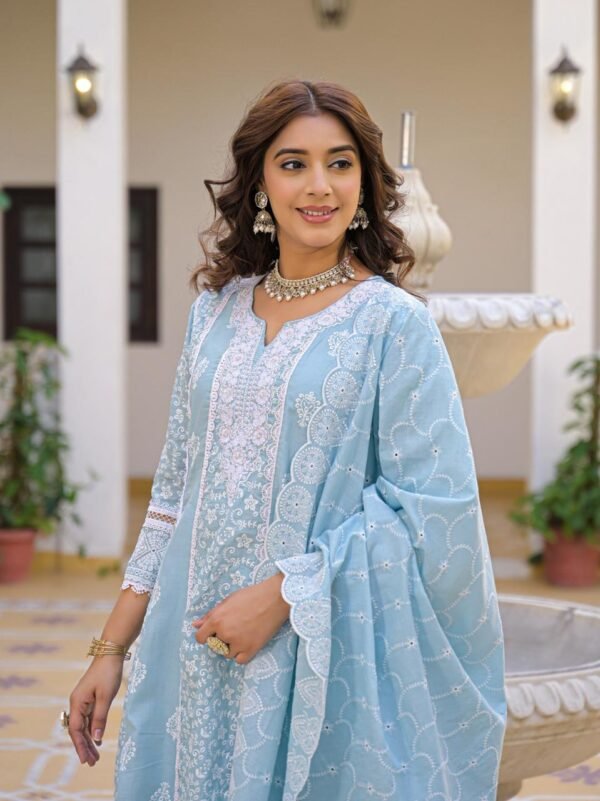 Chikankari Cotton 3PC Set with Embroidery