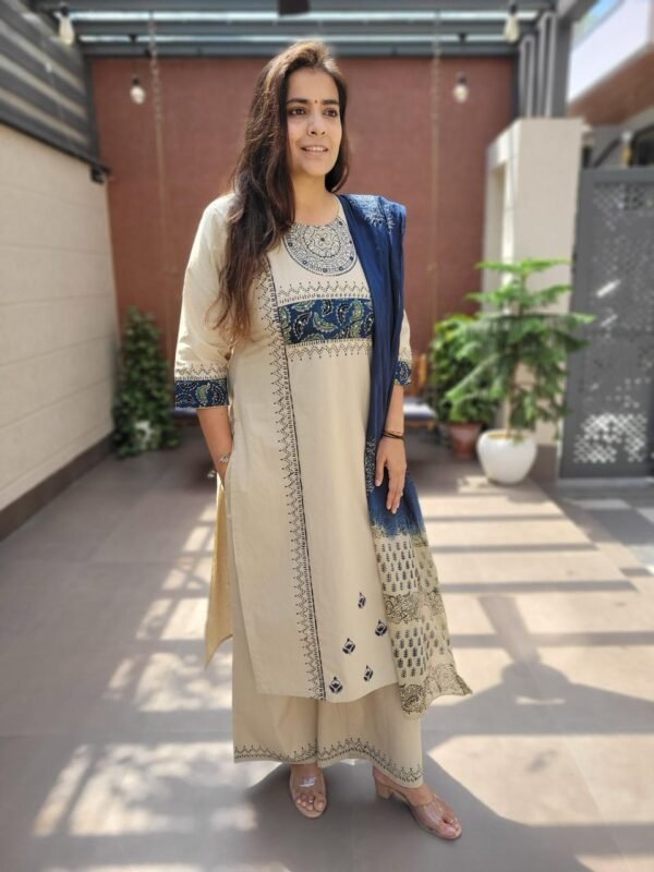 Dabu Cotton 3PC Set with Handblock Print & Handwork