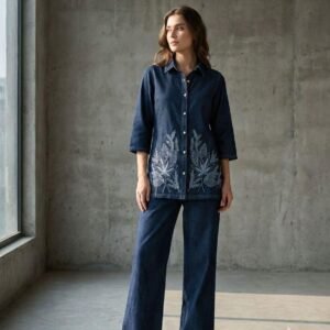 Denim Co-Ord Set with Embroidery