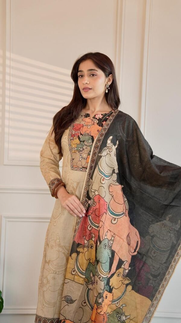 Stylish Cotton 3PC Set with Digital Print & Handwork