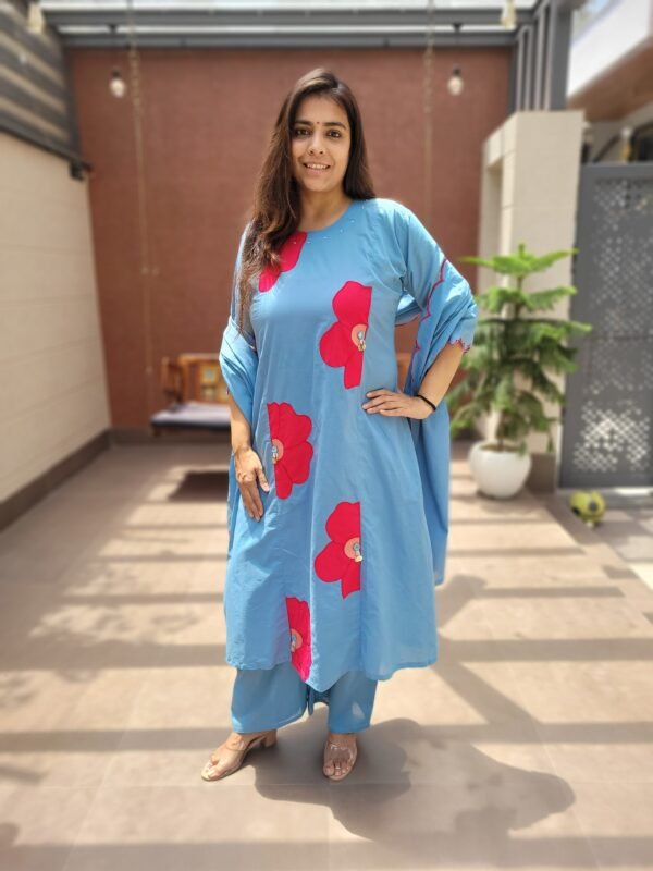 Cotton A-Line 3PC Set with Applique Work
