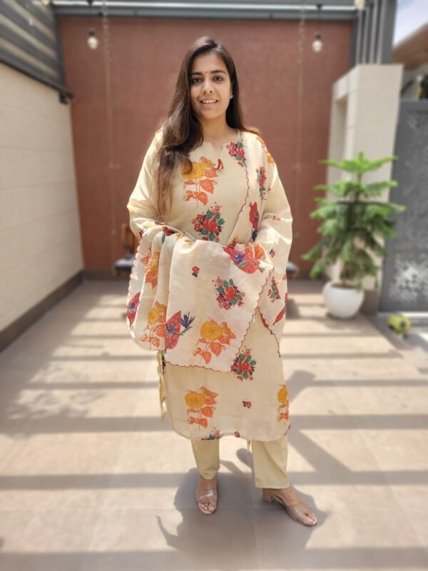 Linen Slub Kantha Work 3PC Set