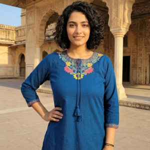 Cotton Slub Embroidered Tunic