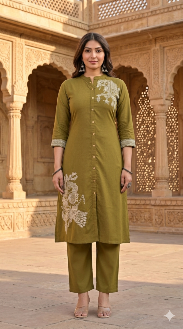 Boutique Style Cotton Flex Embroidered 2PC Set