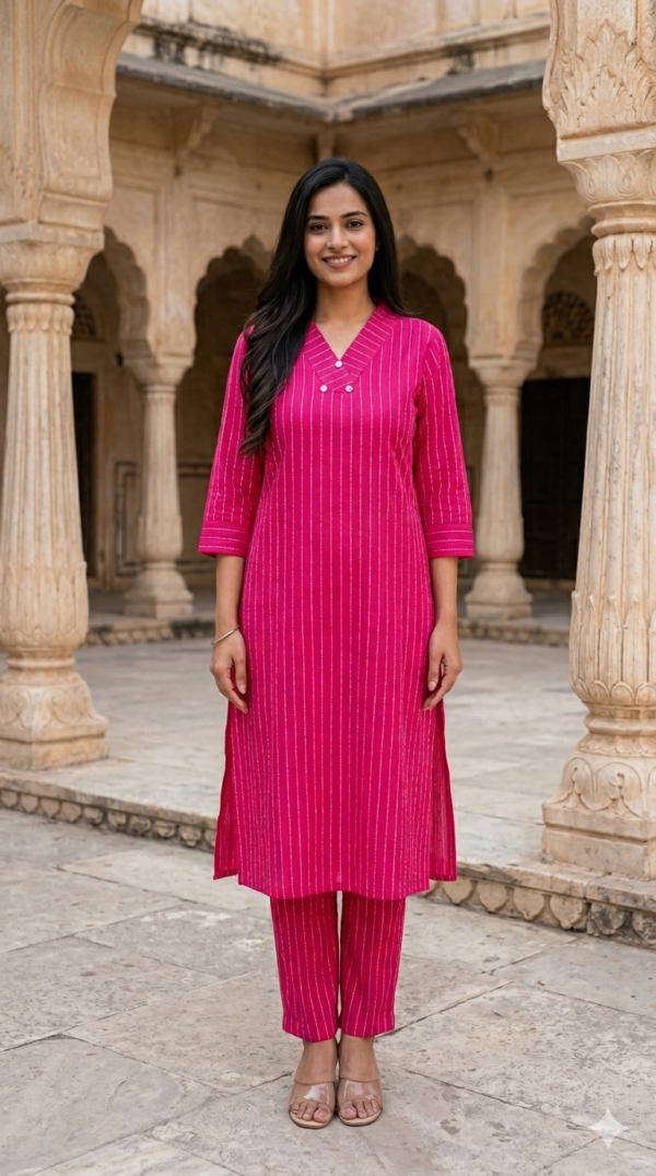 Handloom Cotton 2PC Set with Coin Detailing