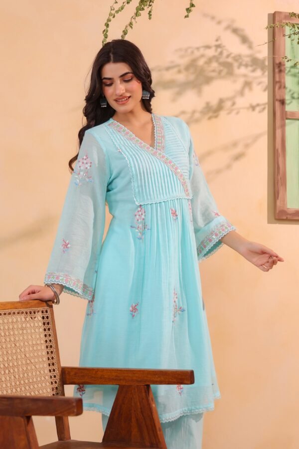 Mul Cotton Co-Ord Set with Full Embroidery
