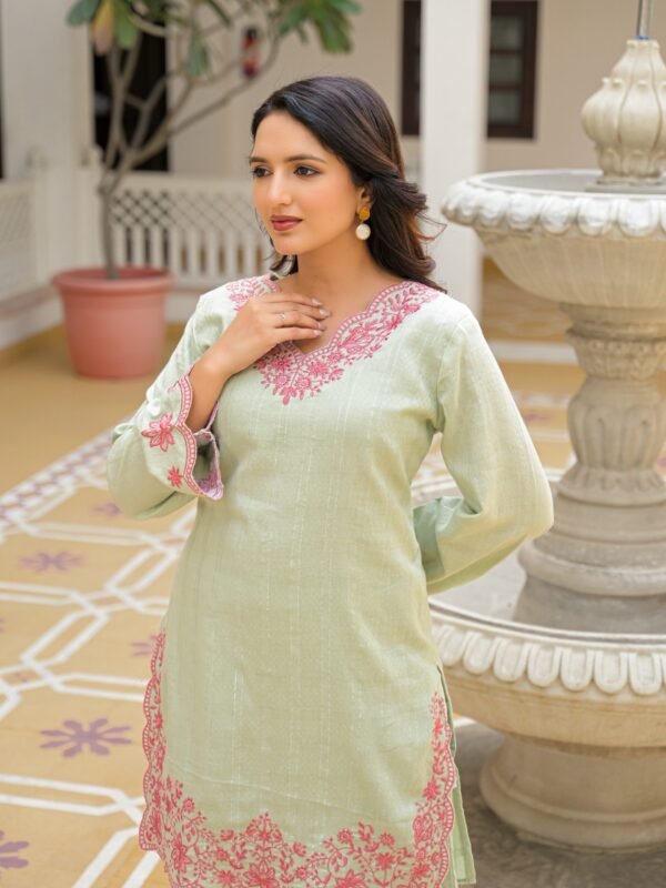 Cotton Lurex Co-Ord Set with Embroidery