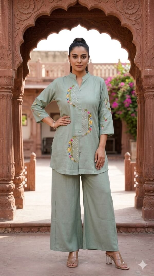 Handwork Co-Ord Set in Vatican Fabric