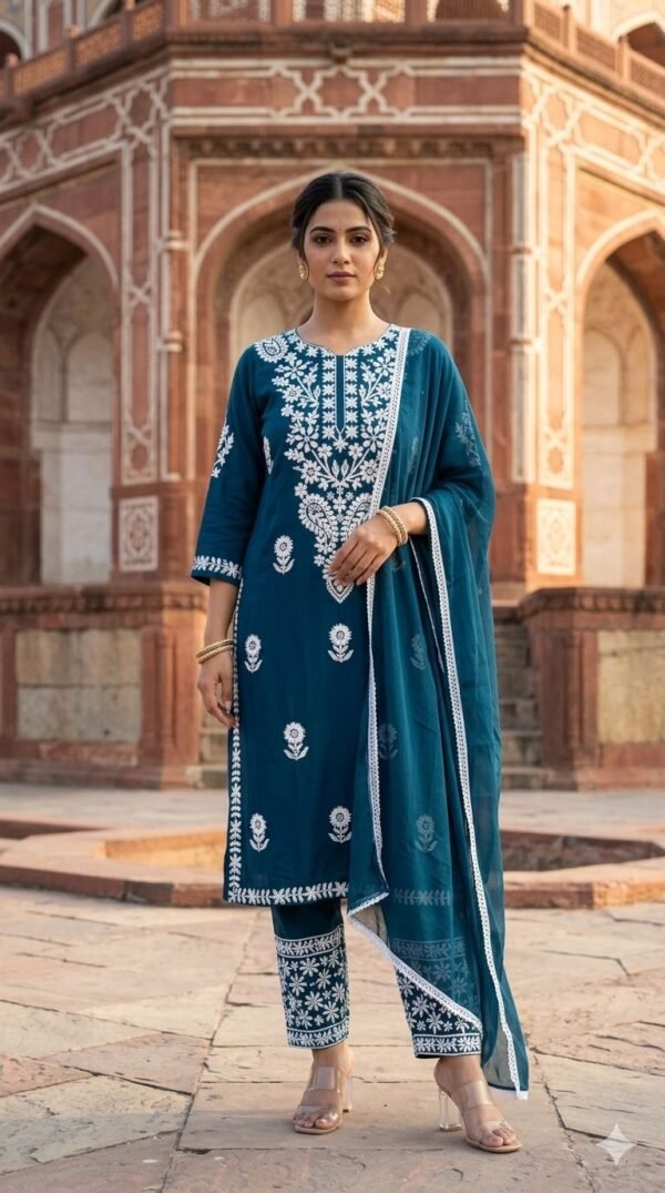 Chikankari Embroidered Rayon 3PC Set