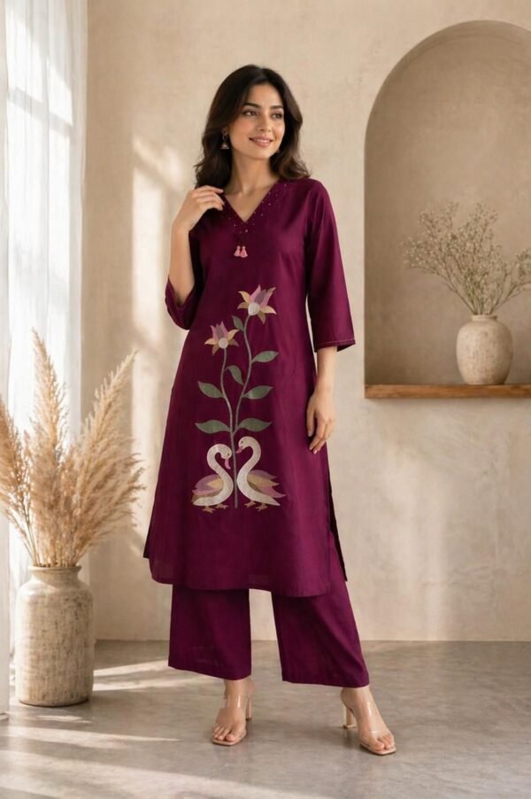 Cotton Flex Embroidered 2PC Set