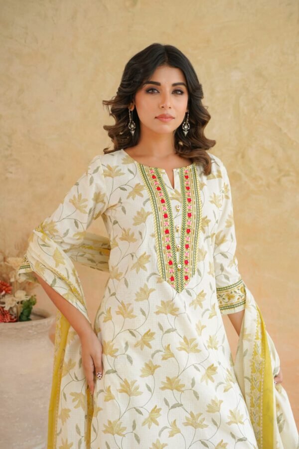 Cotton Embroidered Yoke 3PC Set