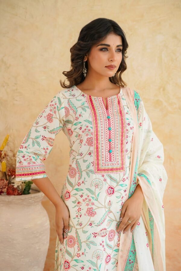 Cotton Embroidered Yoke 3PC Set