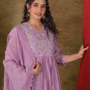 Mul Chanderi Embroidered 3PC Set