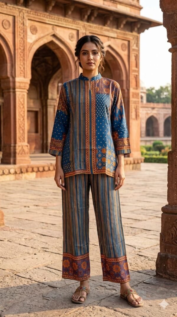 Natural Crepe Ajrakh Co-Ord Set