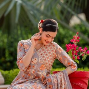 Pure Cotton Anarkali 3PC Set