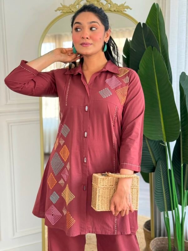 Cotton Mirror Work Co-ord Set