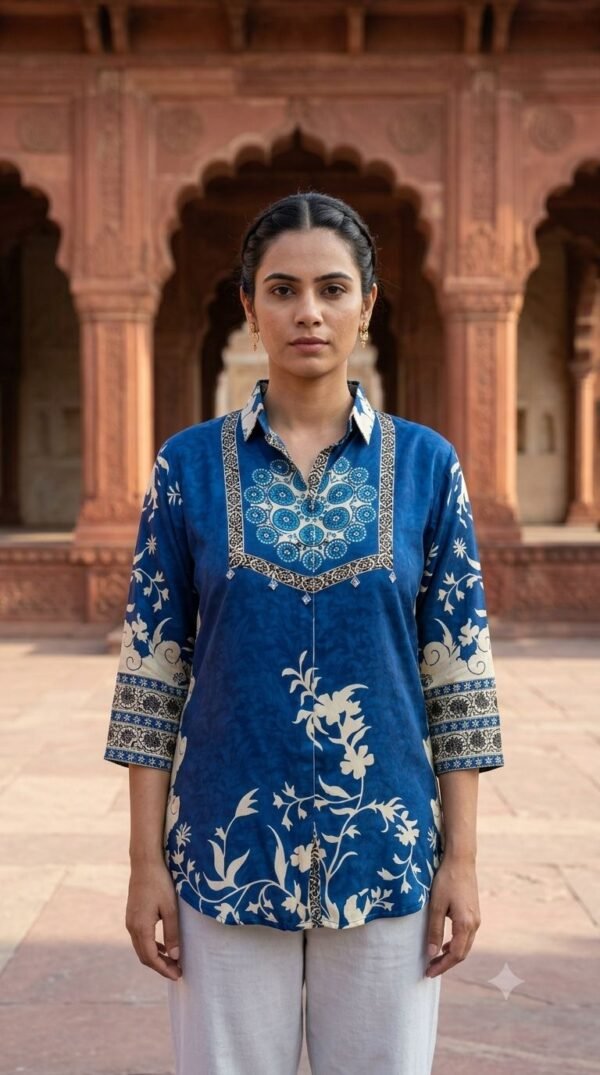 Natural Crepe Handwork Tunic