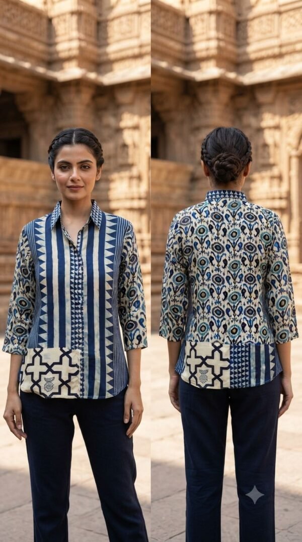 Natural Crepe Handwork Tunic