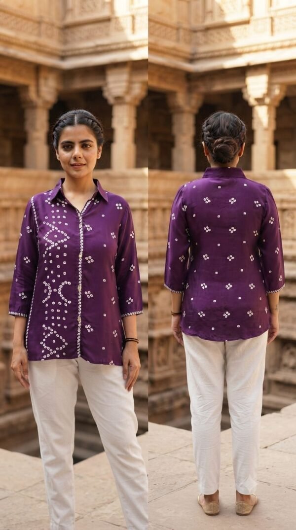 Premium Natural Crepe Handwork Tunic