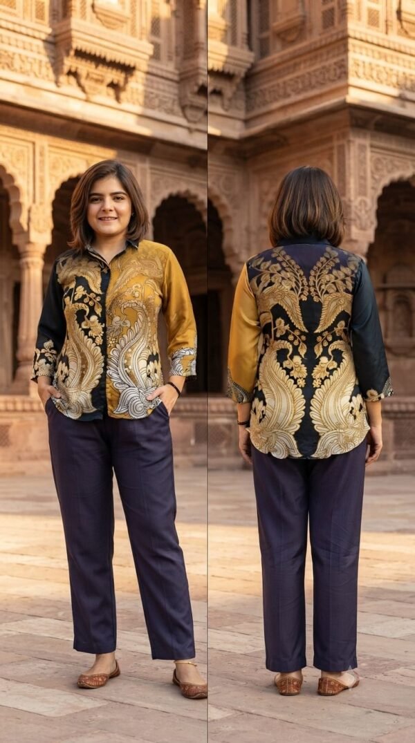 Natural Crepe Handwork Tunic For Office Wear