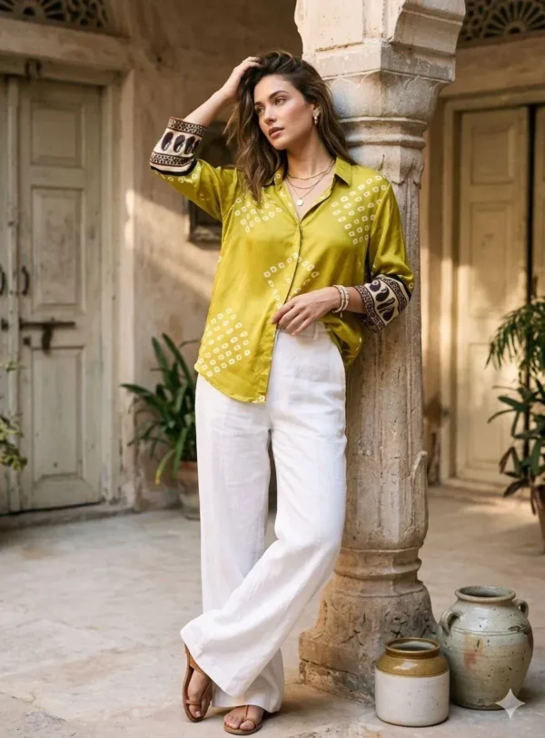 Natural Crepe Handwork Tunic