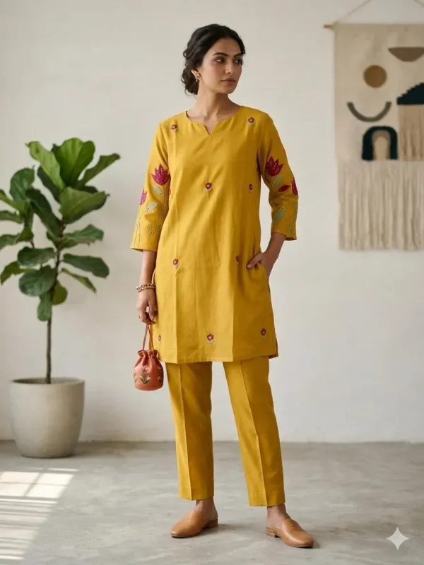 Designer Mul Chanderi Handwork Co-Ord Set